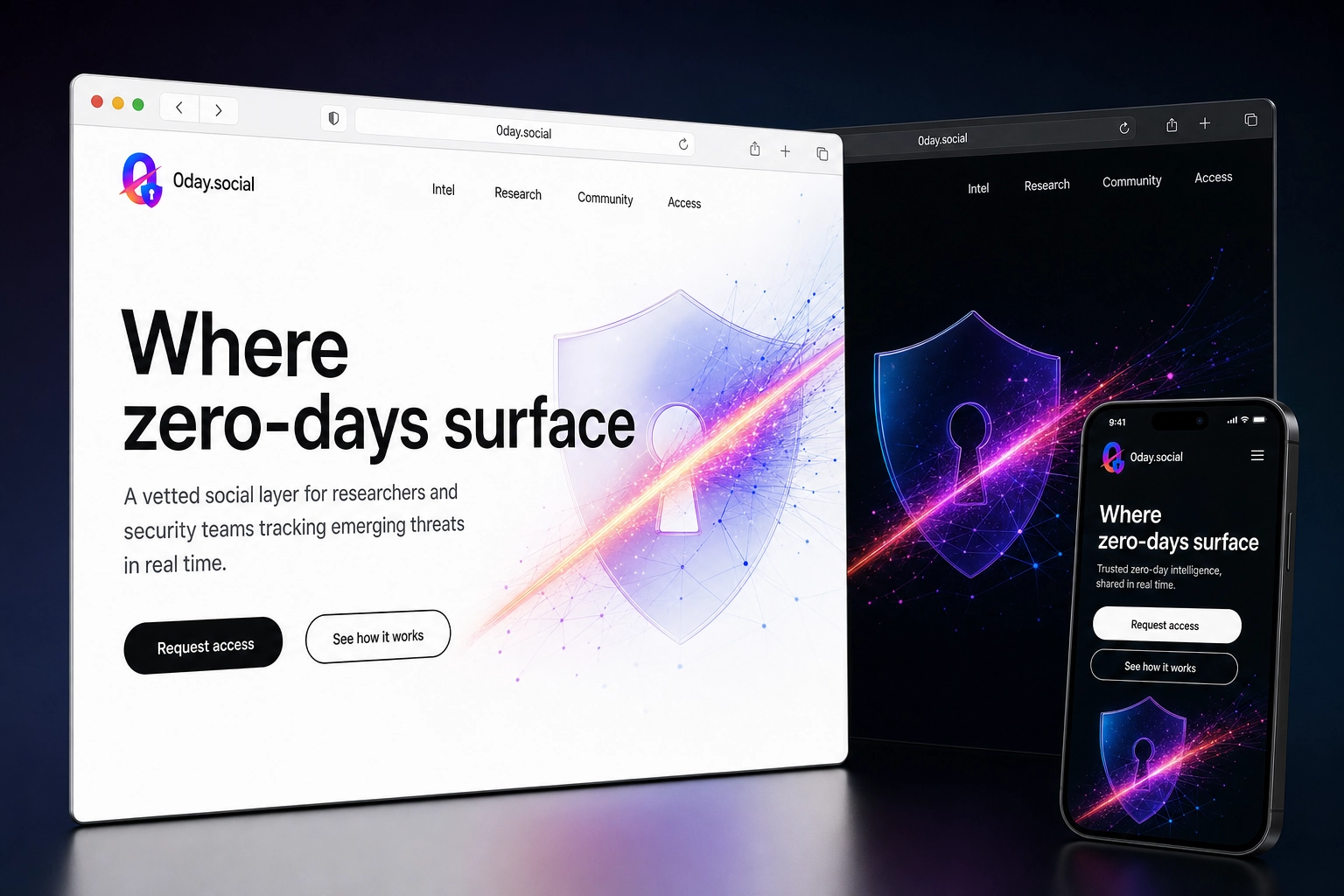 0day.social website concept preview
