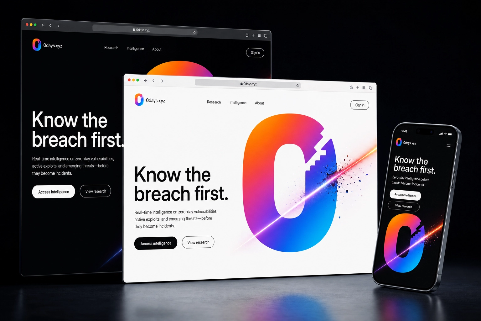 0days.xyz website concept preview