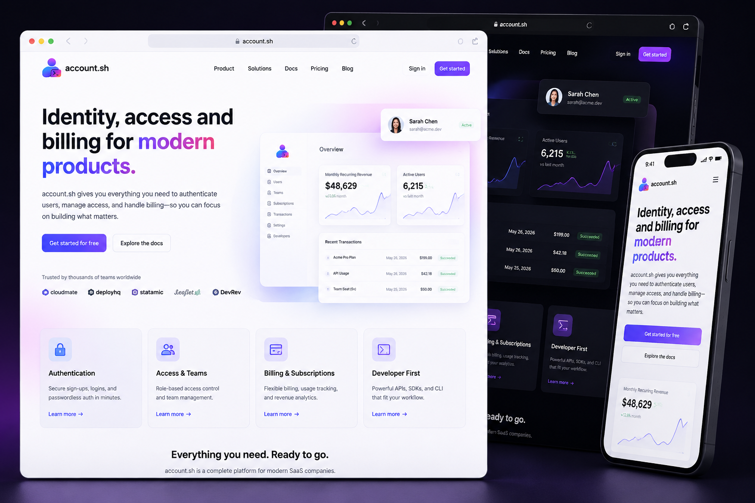 account.sh website concept preview