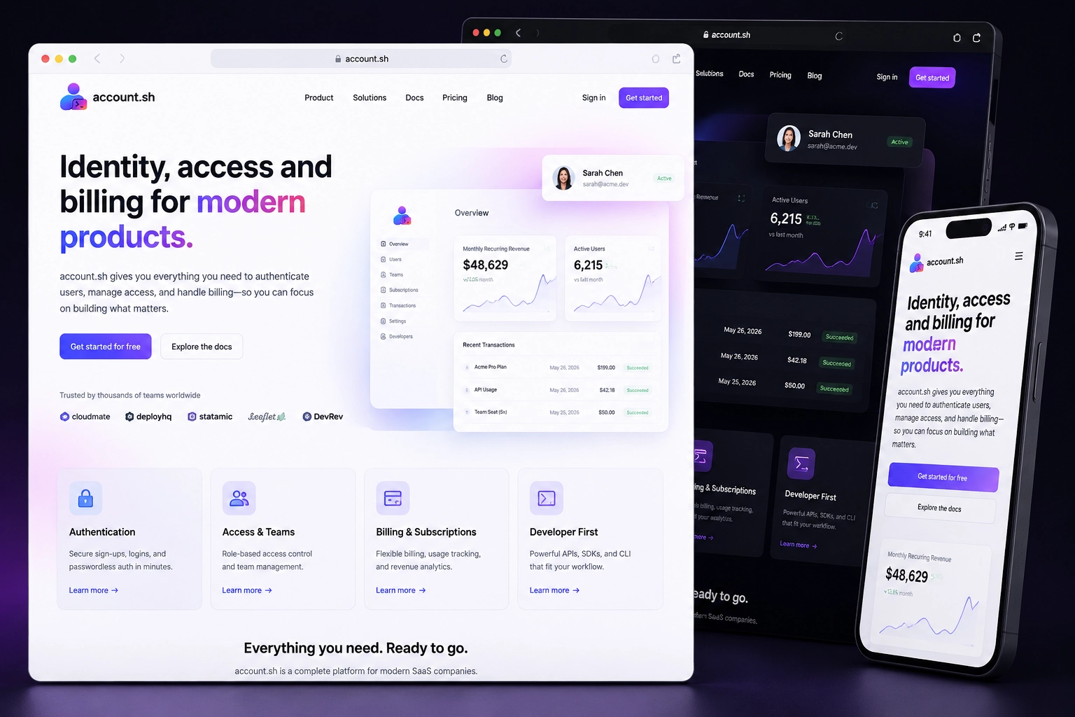 account.sh website concept preview