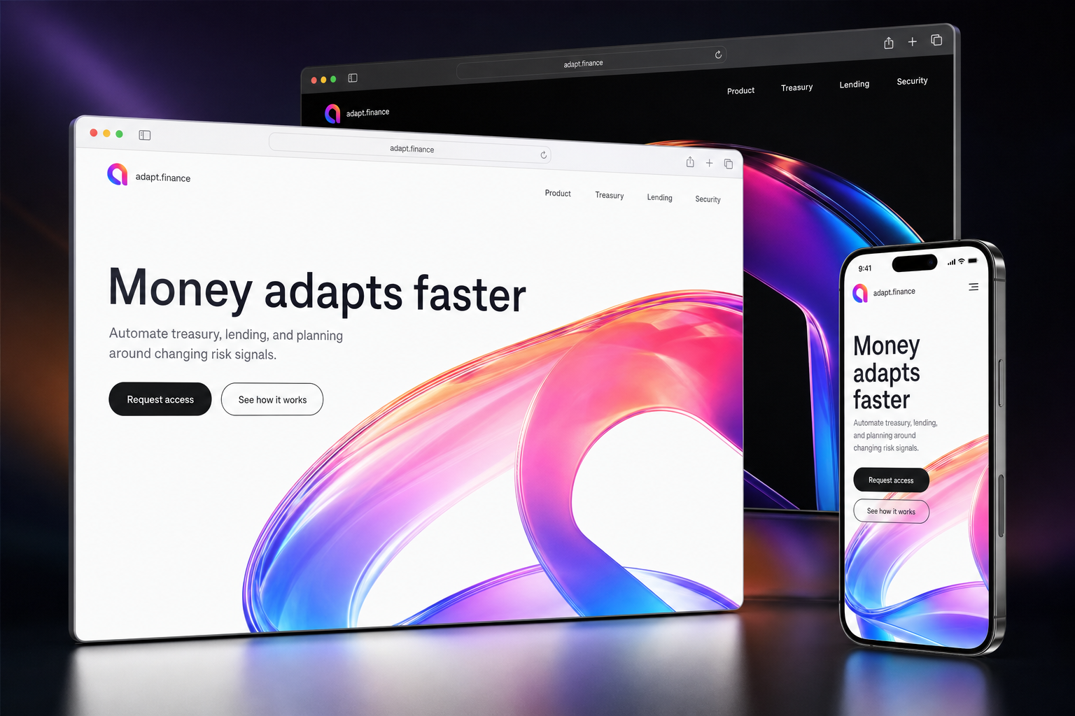 adapt.finance website concept preview enlarged