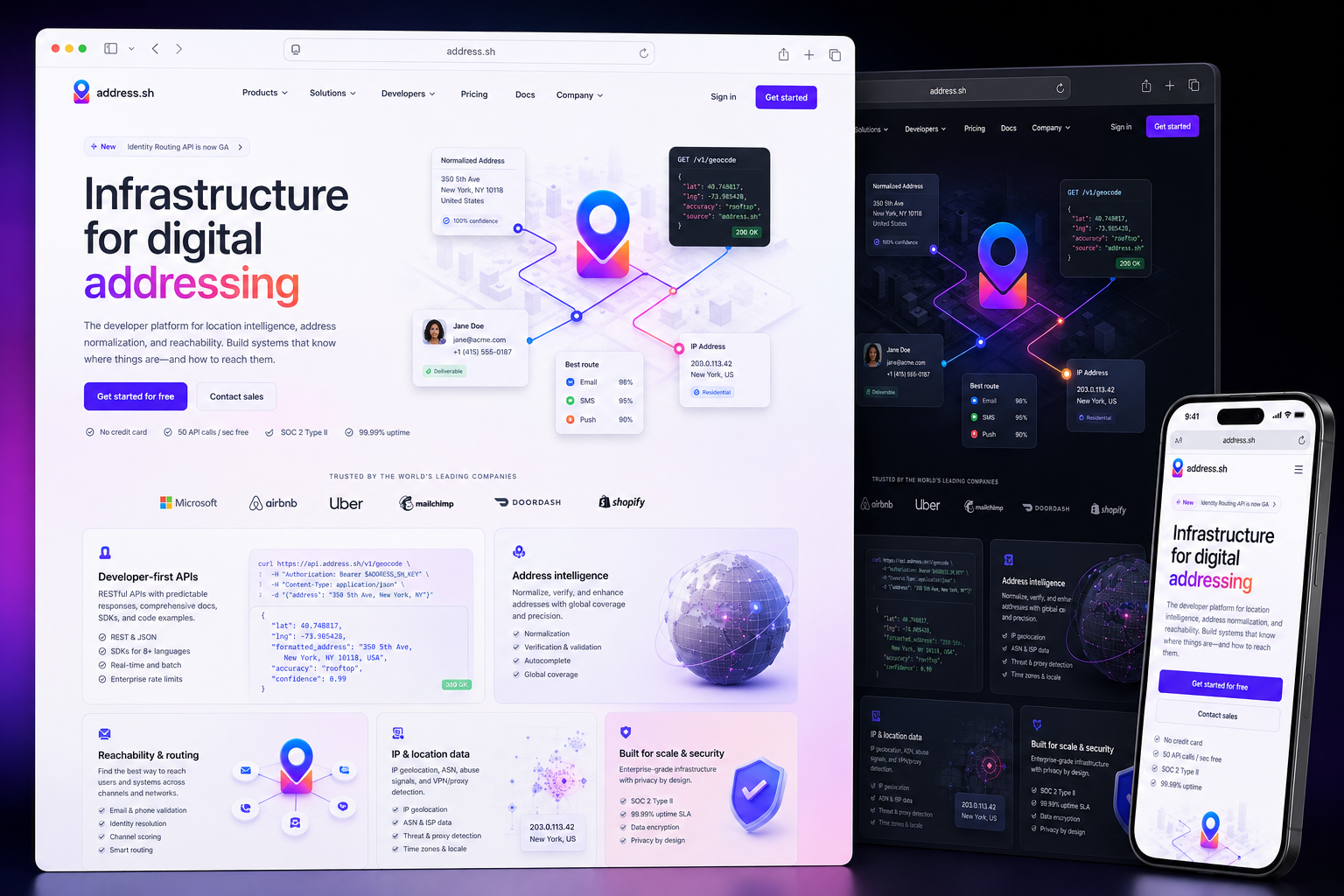 address.sh website concept preview