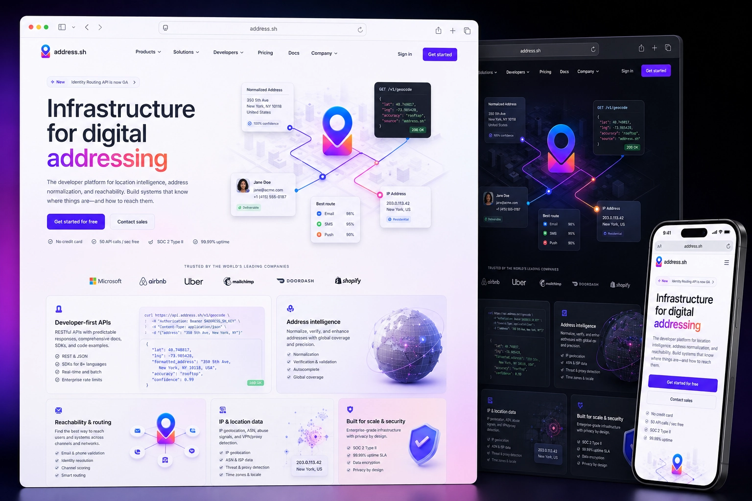 address.sh website concept preview