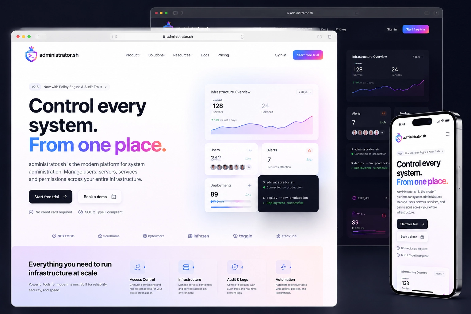 administrator.sh website concept preview