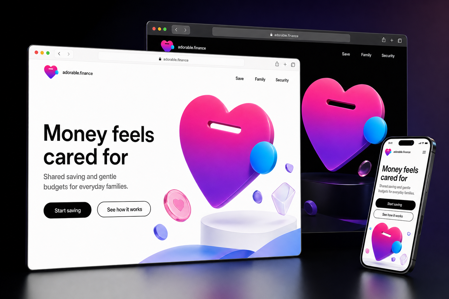 adorable.finance website concept preview enlarged