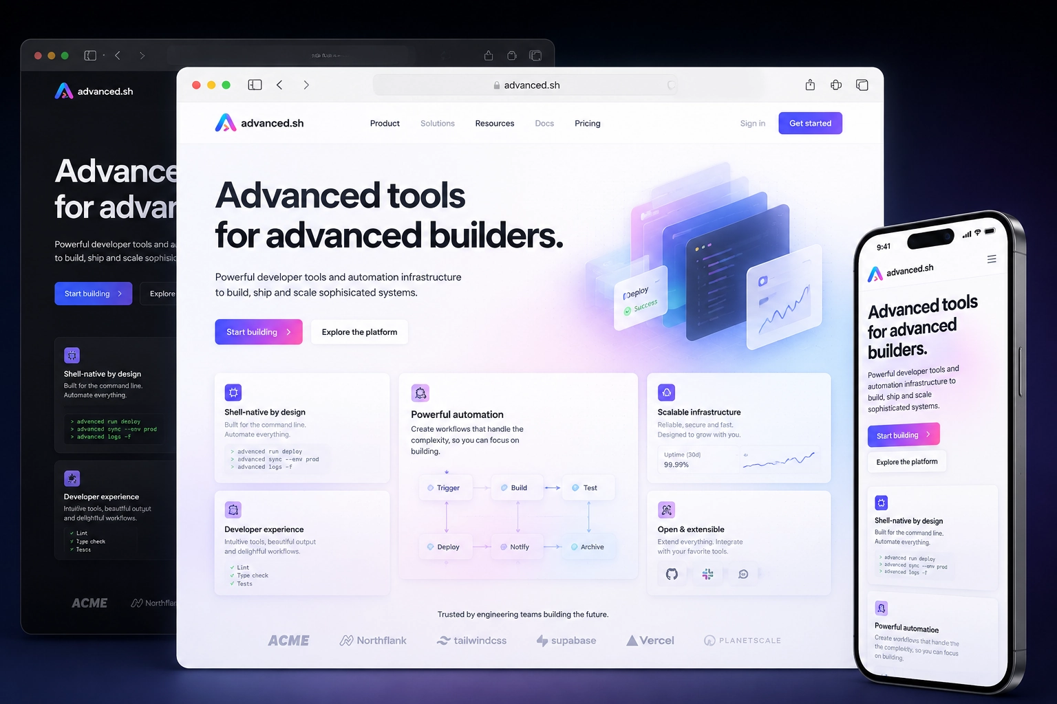 advanced.sh website concept preview