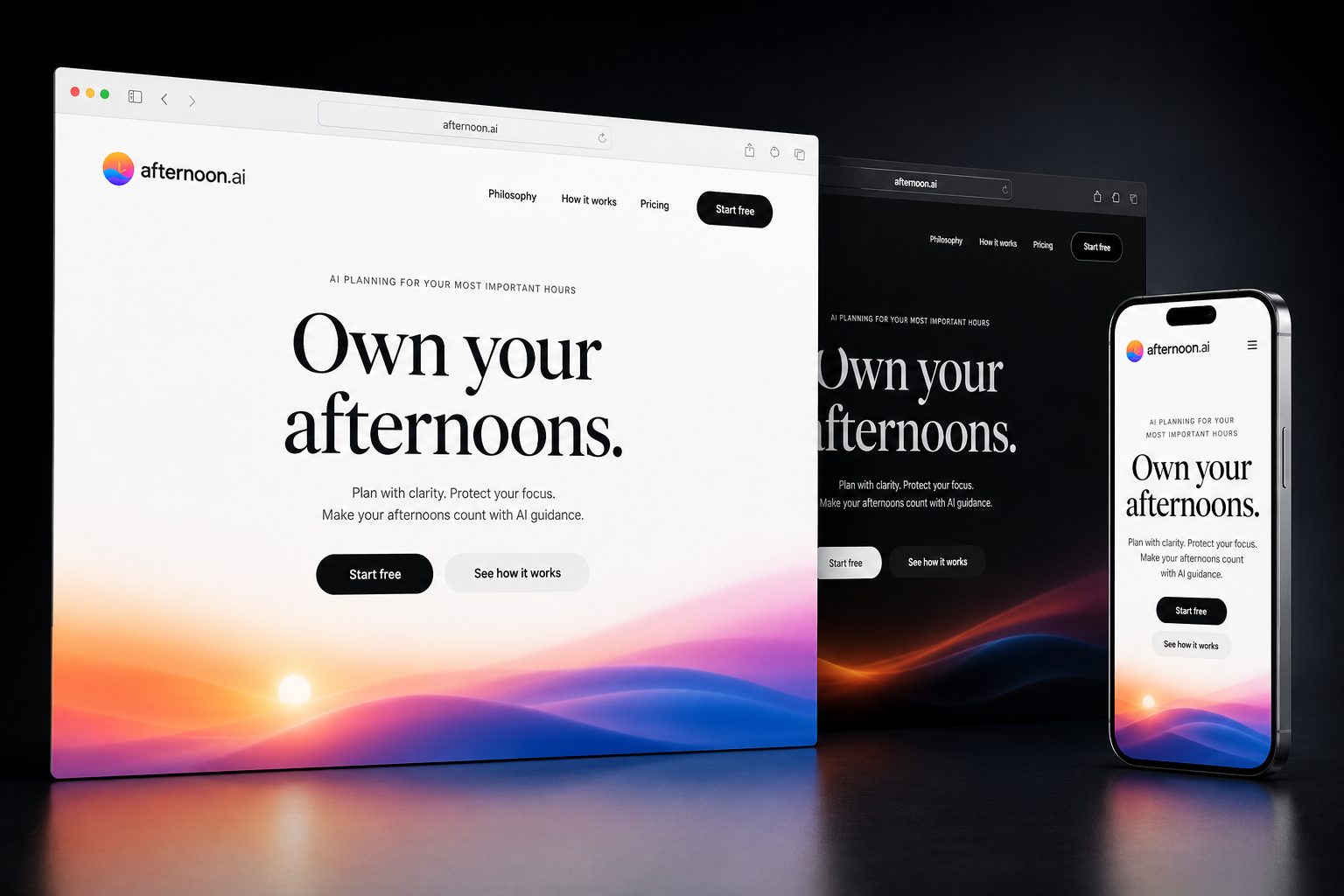 afternoon.ai website concept preview