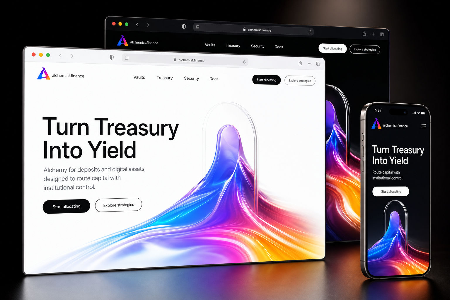 alchemist.finance website concept preview enlarged