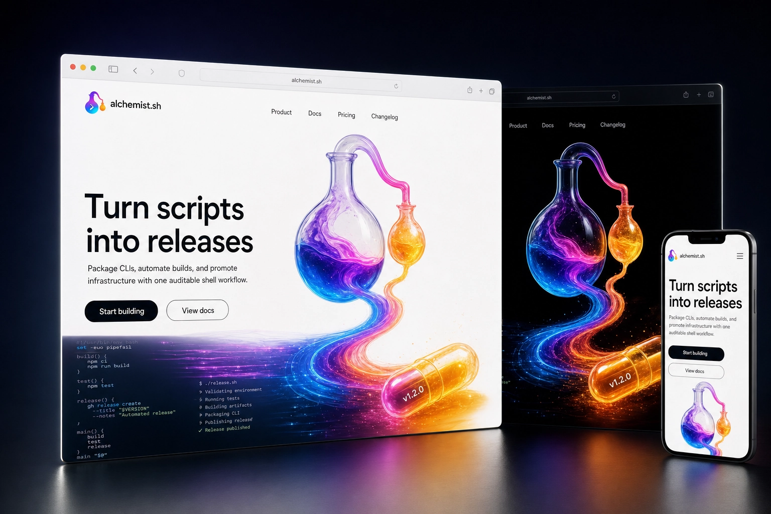 alchemist.sh website concept preview