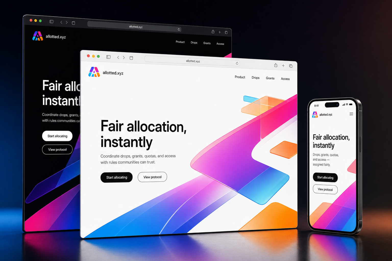 allotted.xyz website concept preview enlarged