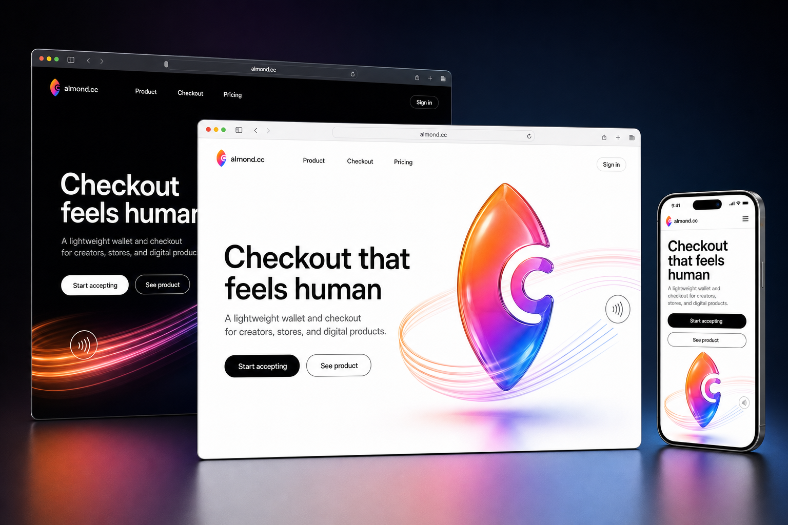 almond.cc website concept preview enlarged