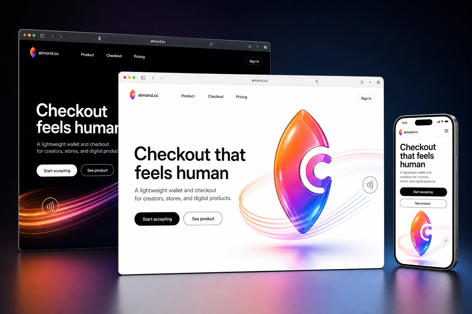 almond.cc website concept preview