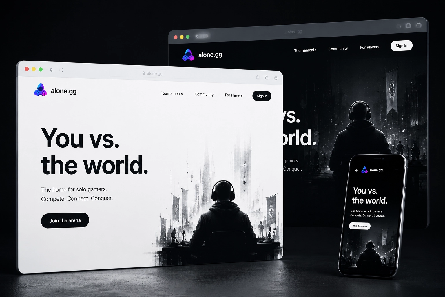 alone.gg website concept preview