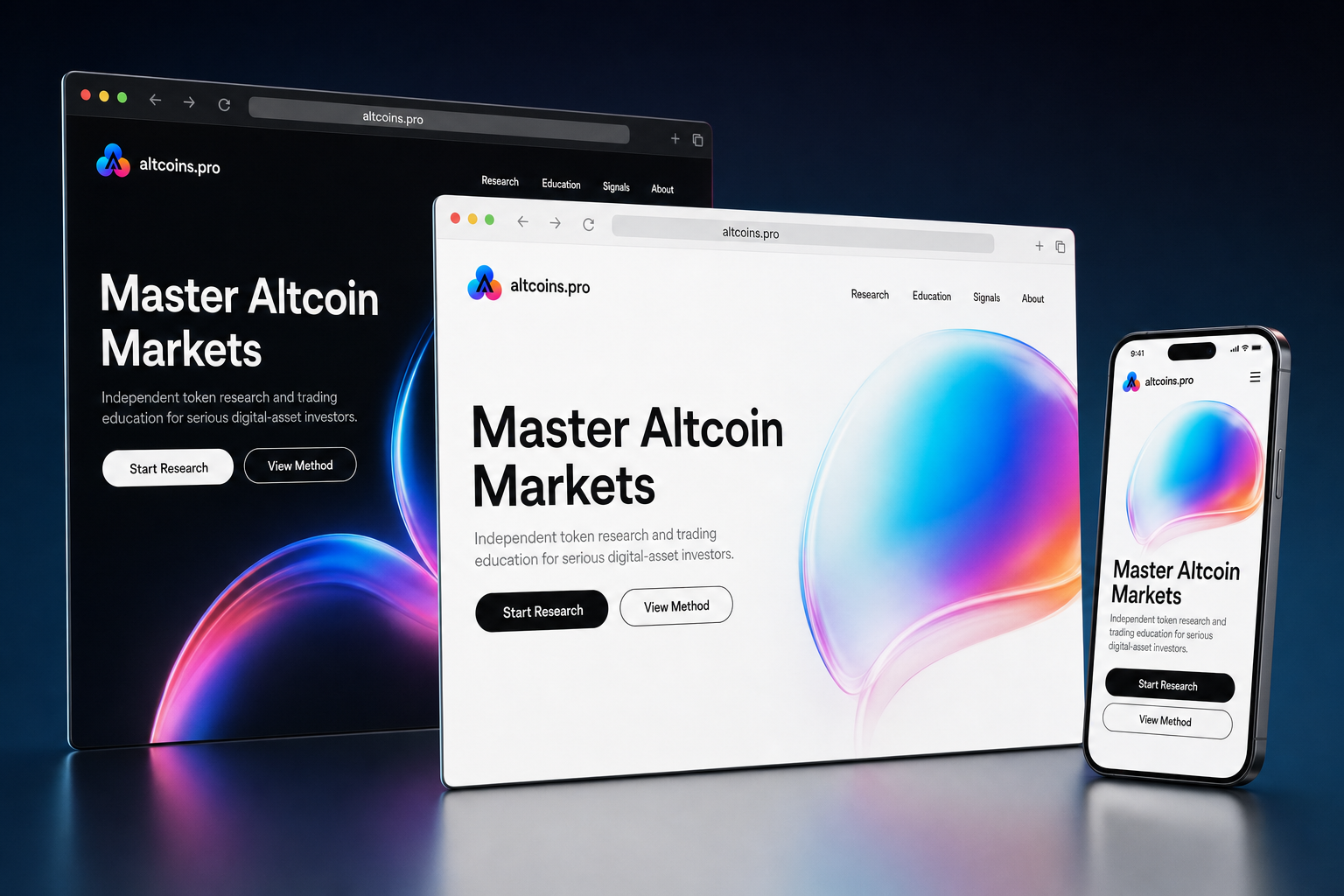 altcoins.pro website concept preview enlarged