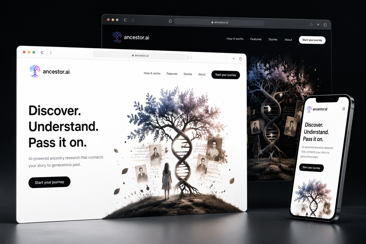 ancestor.ai website concept preview