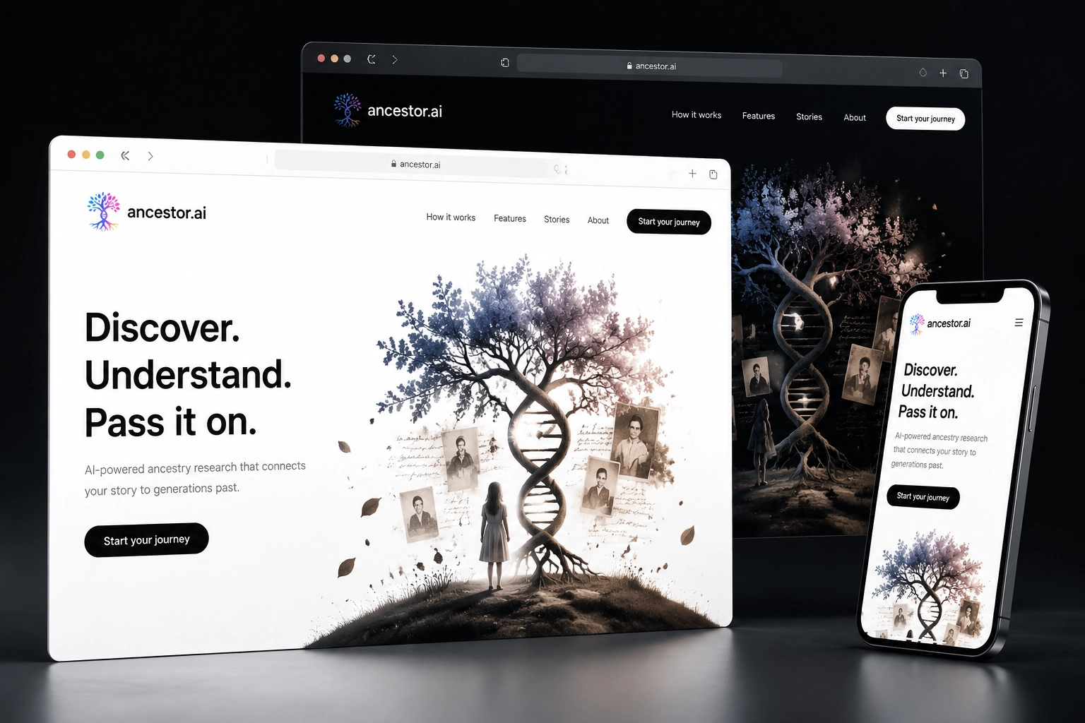 ancestor.ai website concept preview