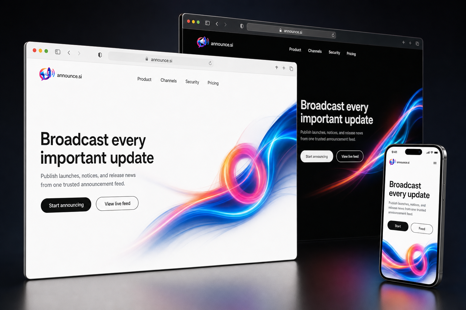 announce.si website concept preview
