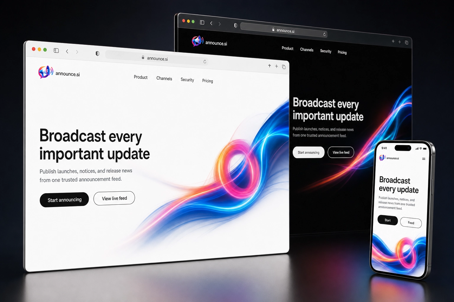 announce.si website concept preview