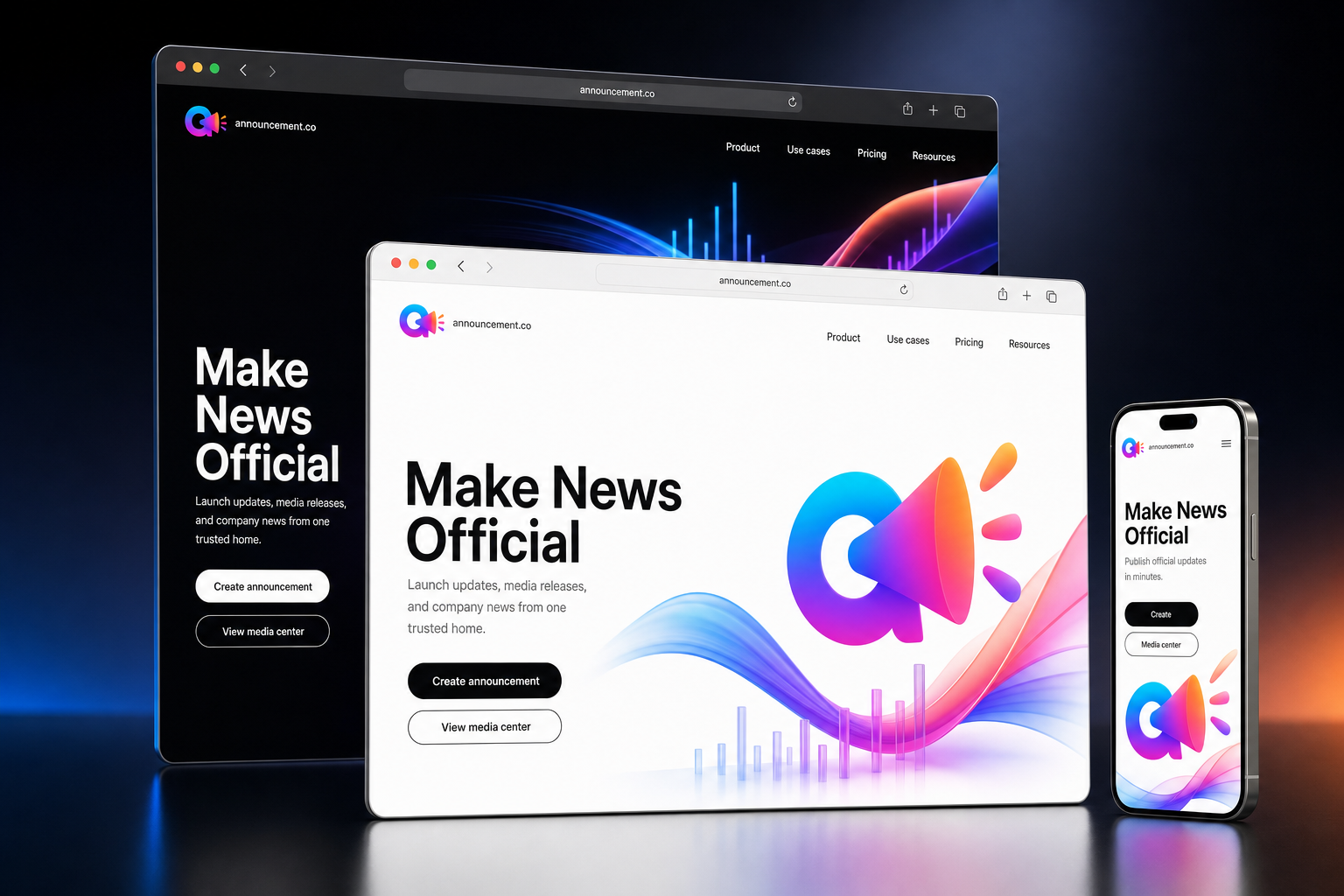 announcement.co website concept preview