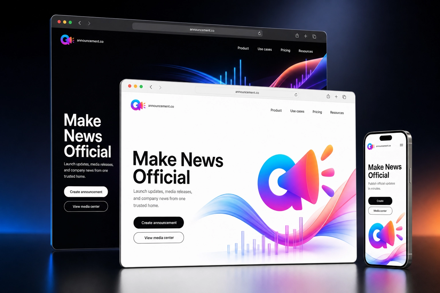 announcement.co website concept preview