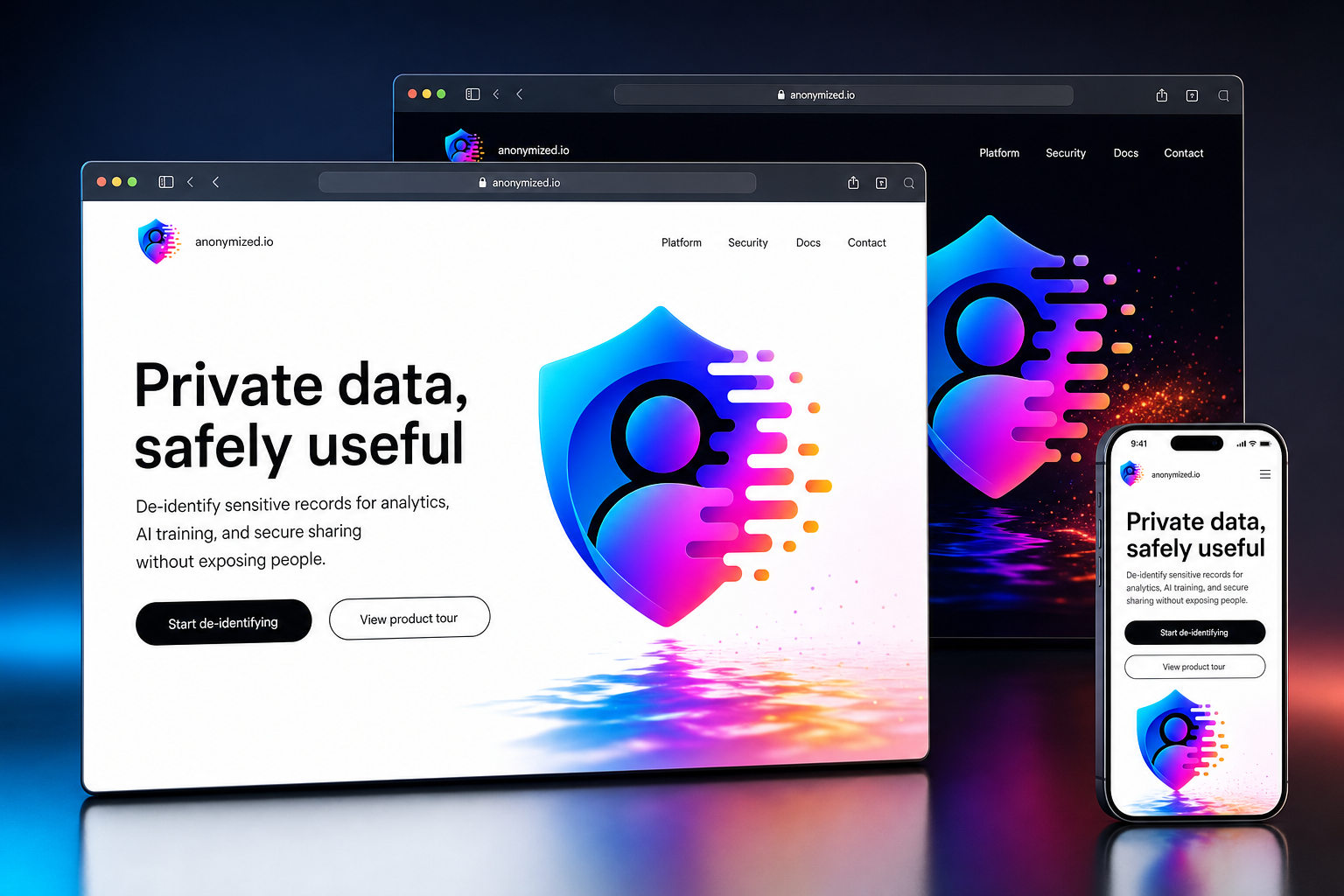 anonymized.io website concept preview