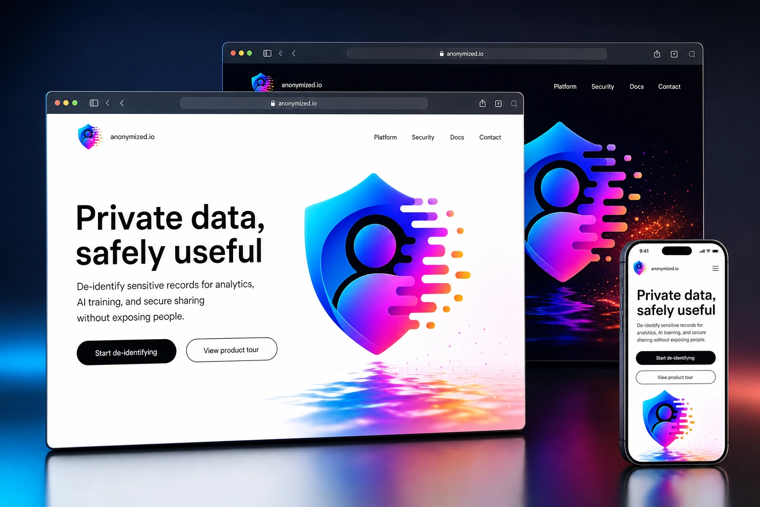 anonymized.io website concept preview