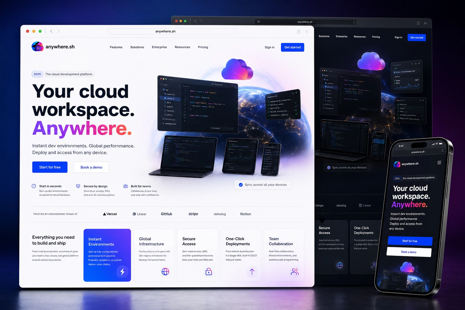 anywhere.sh website concept preview