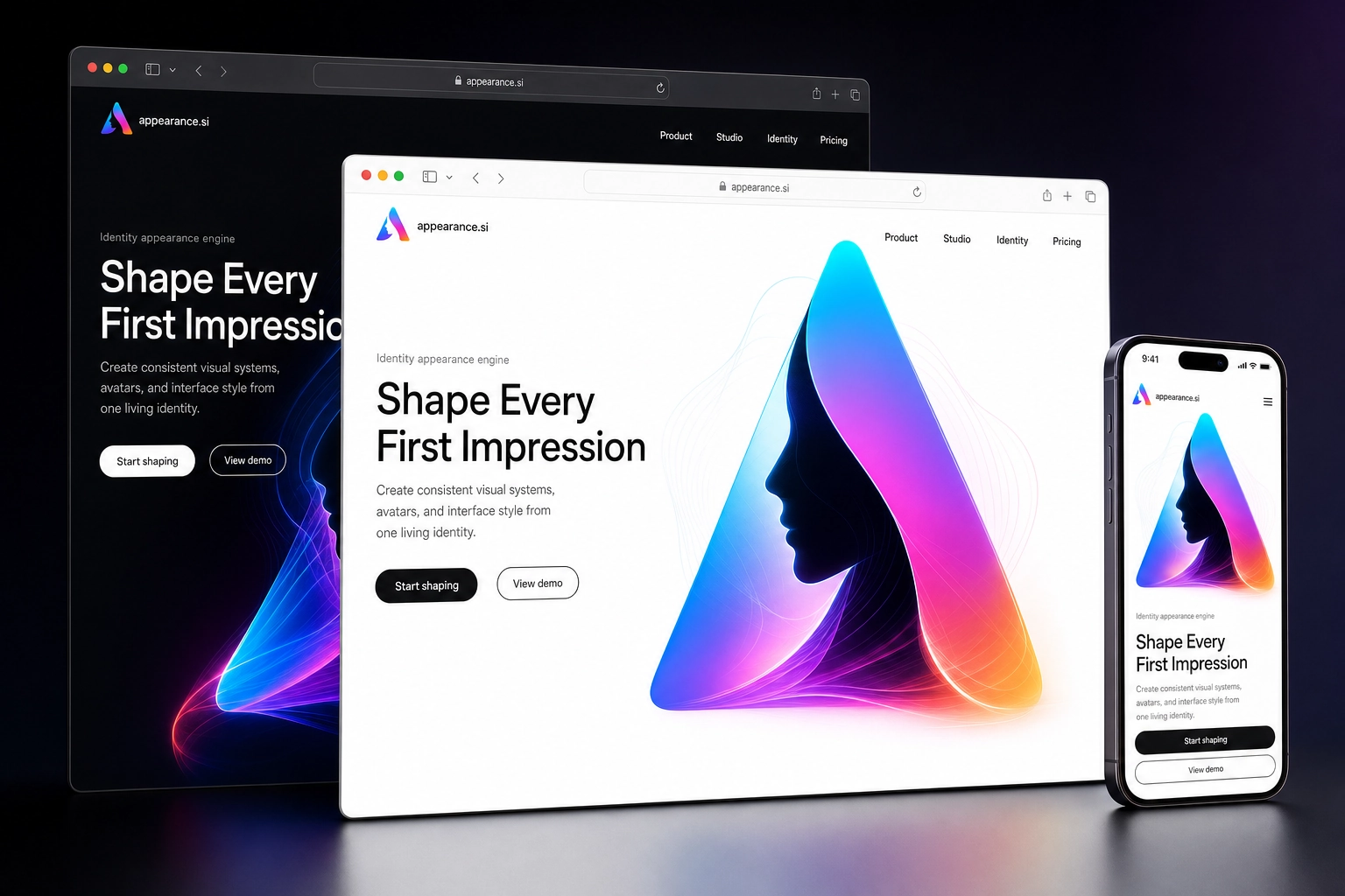 appearance.si website concept preview