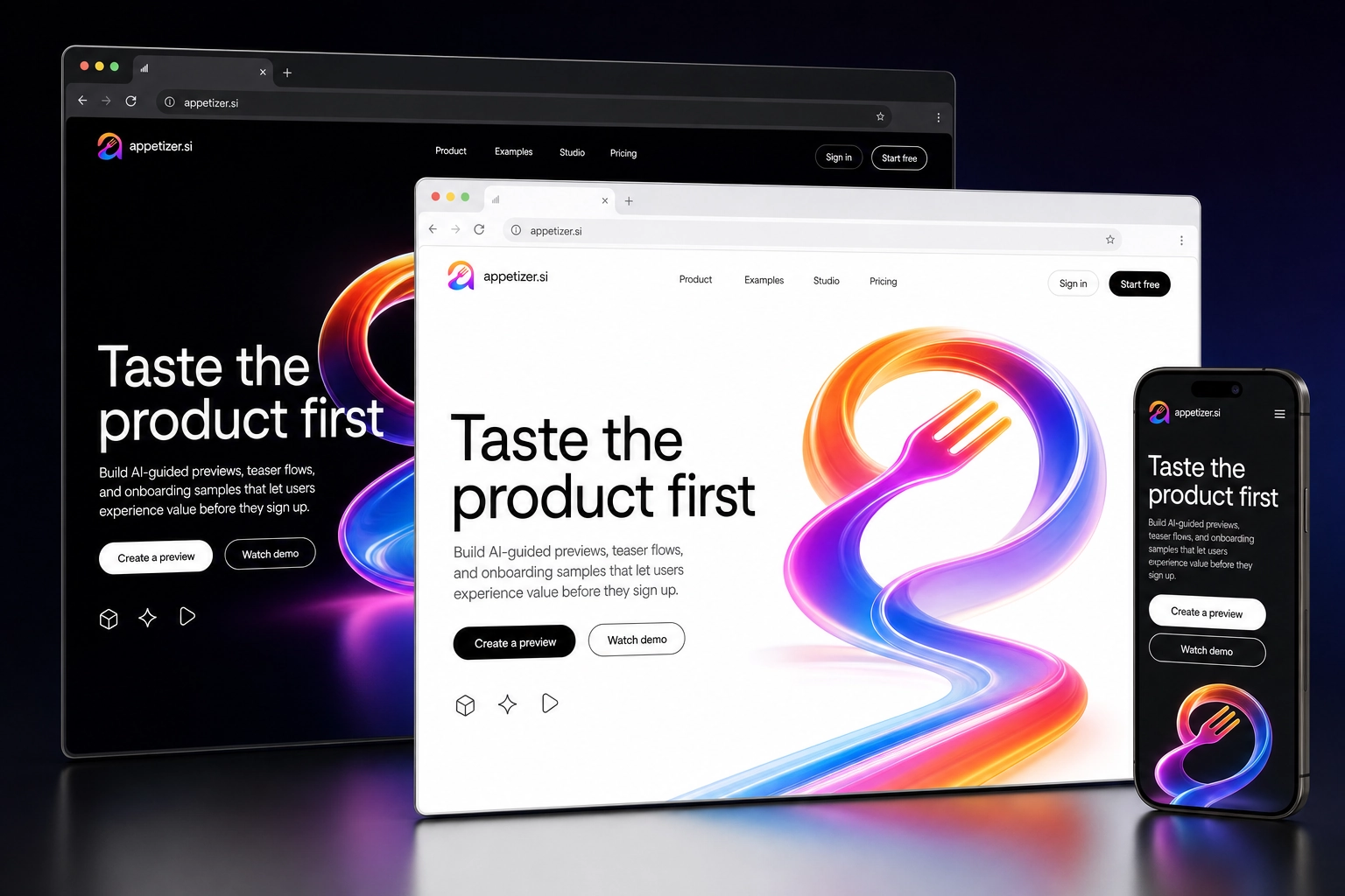 appetizer.si website concept preview