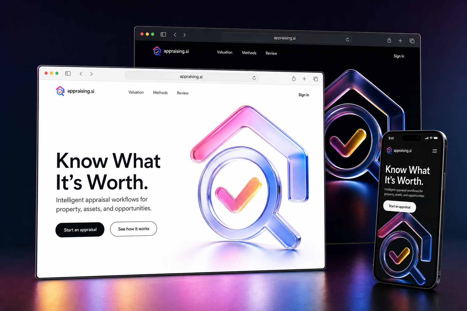 appraising.si website concept preview