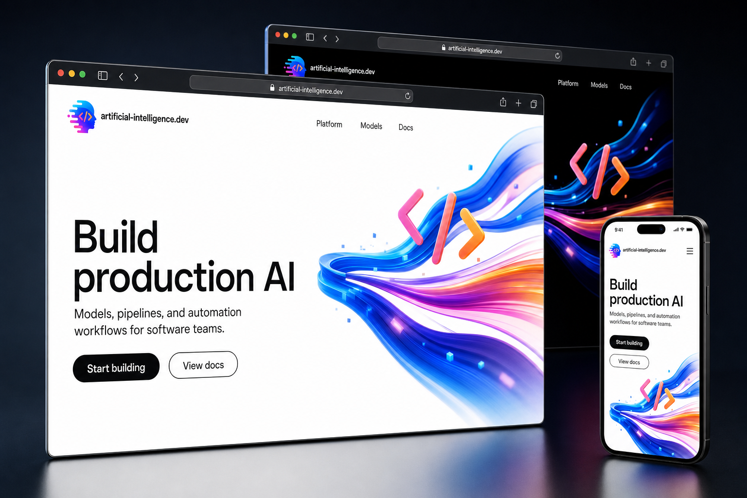 artificial-intelligence.dev website concept preview enlarged