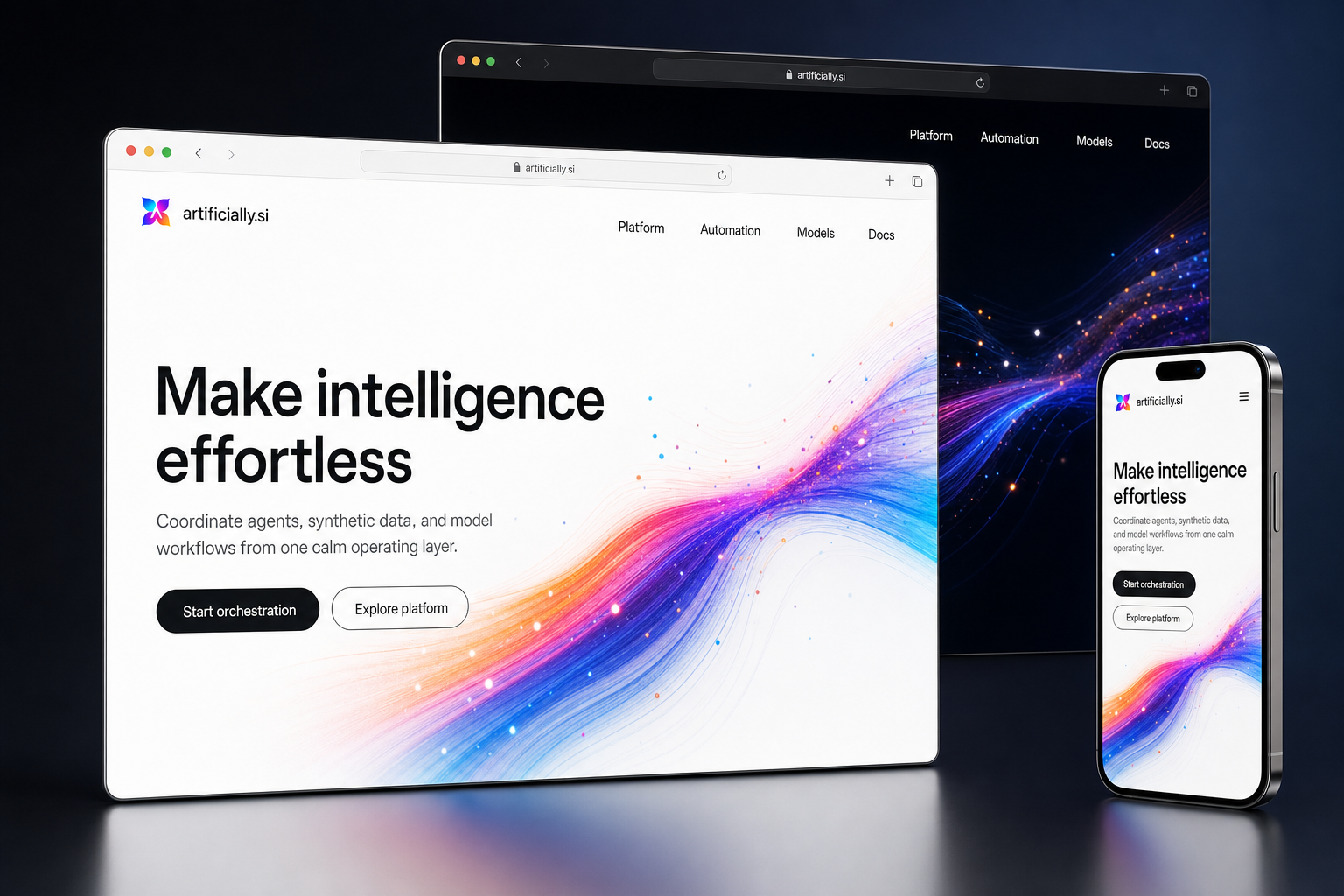 artificially.si website concept preview