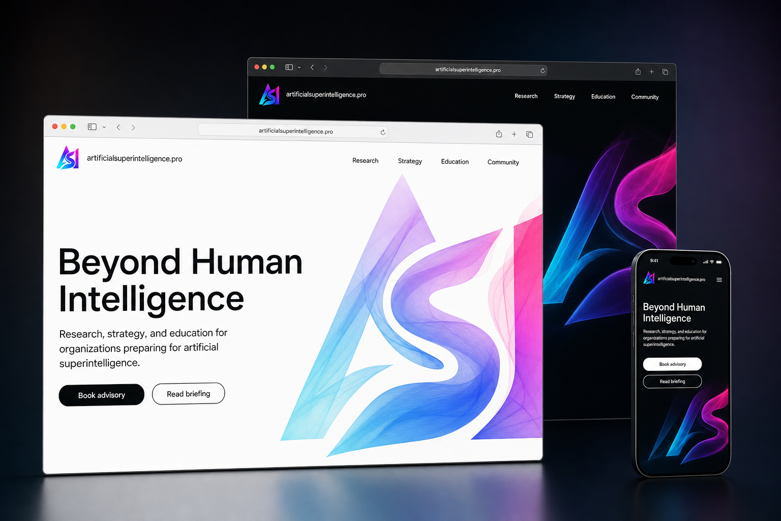 artificialsuperintelligence.pro website concept preview enlarged