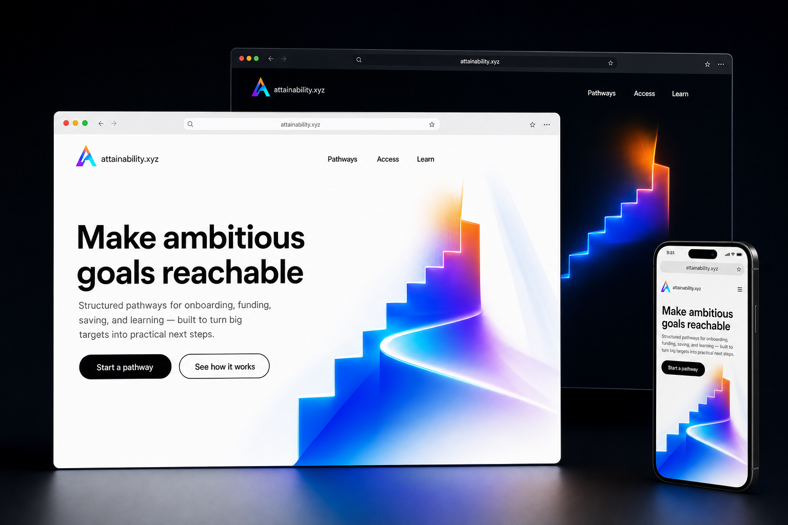 attainability.xyz website concept preview enlarged