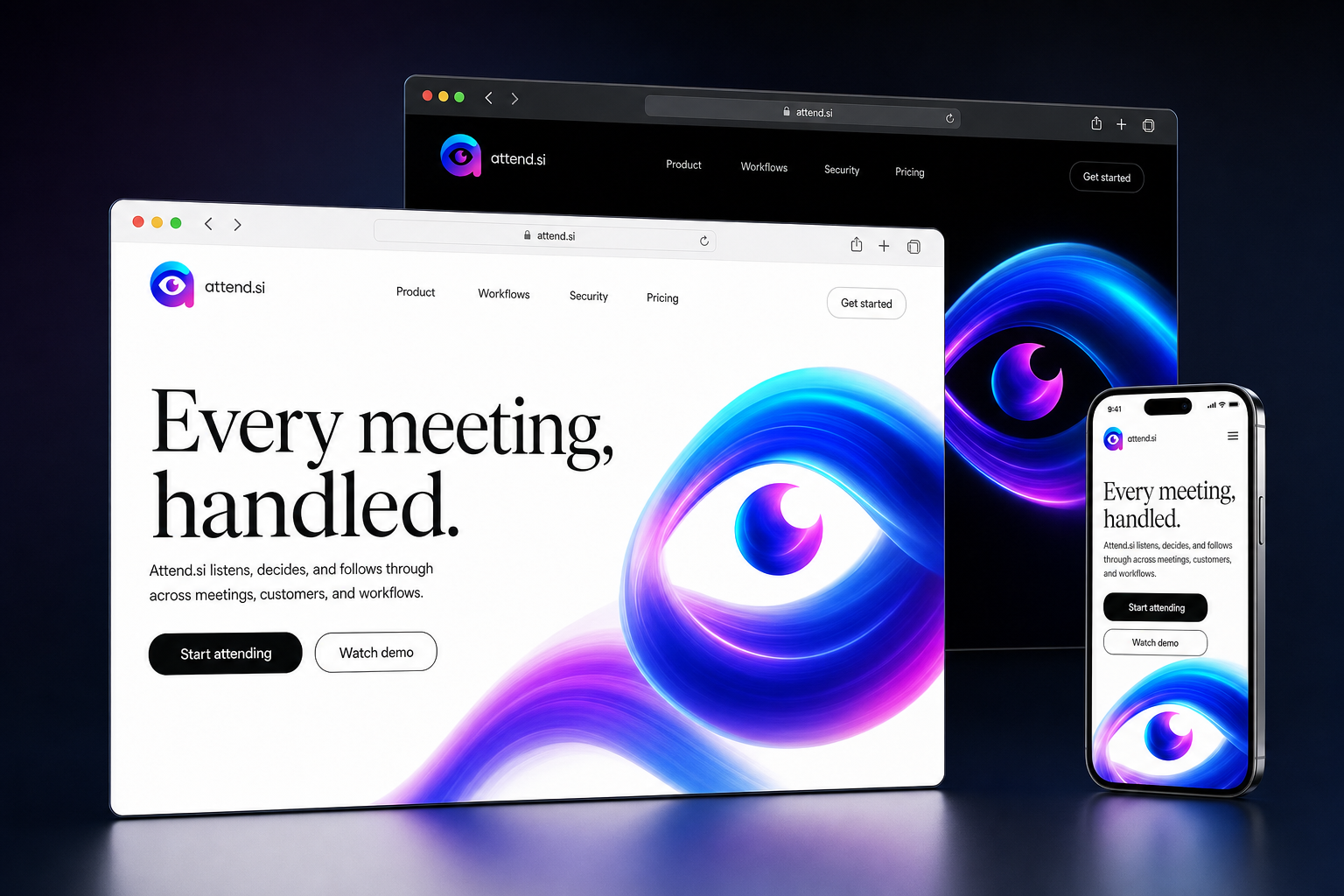 attend.si website concept preview