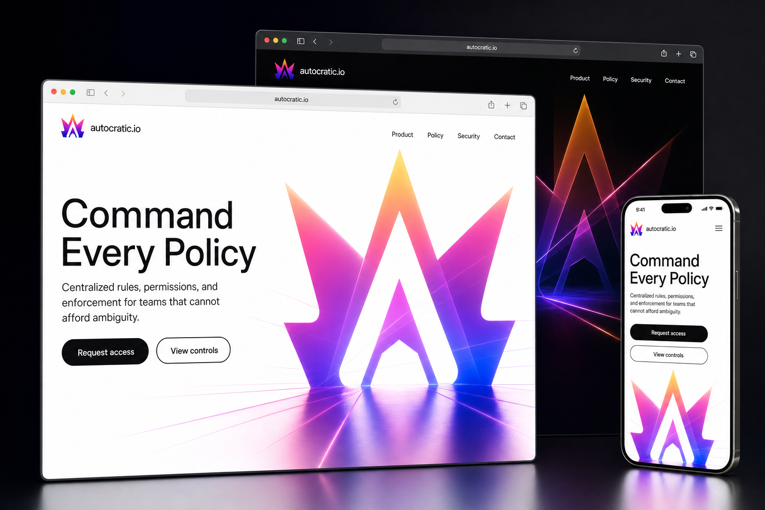 autocratic.io website concept preview enlarged