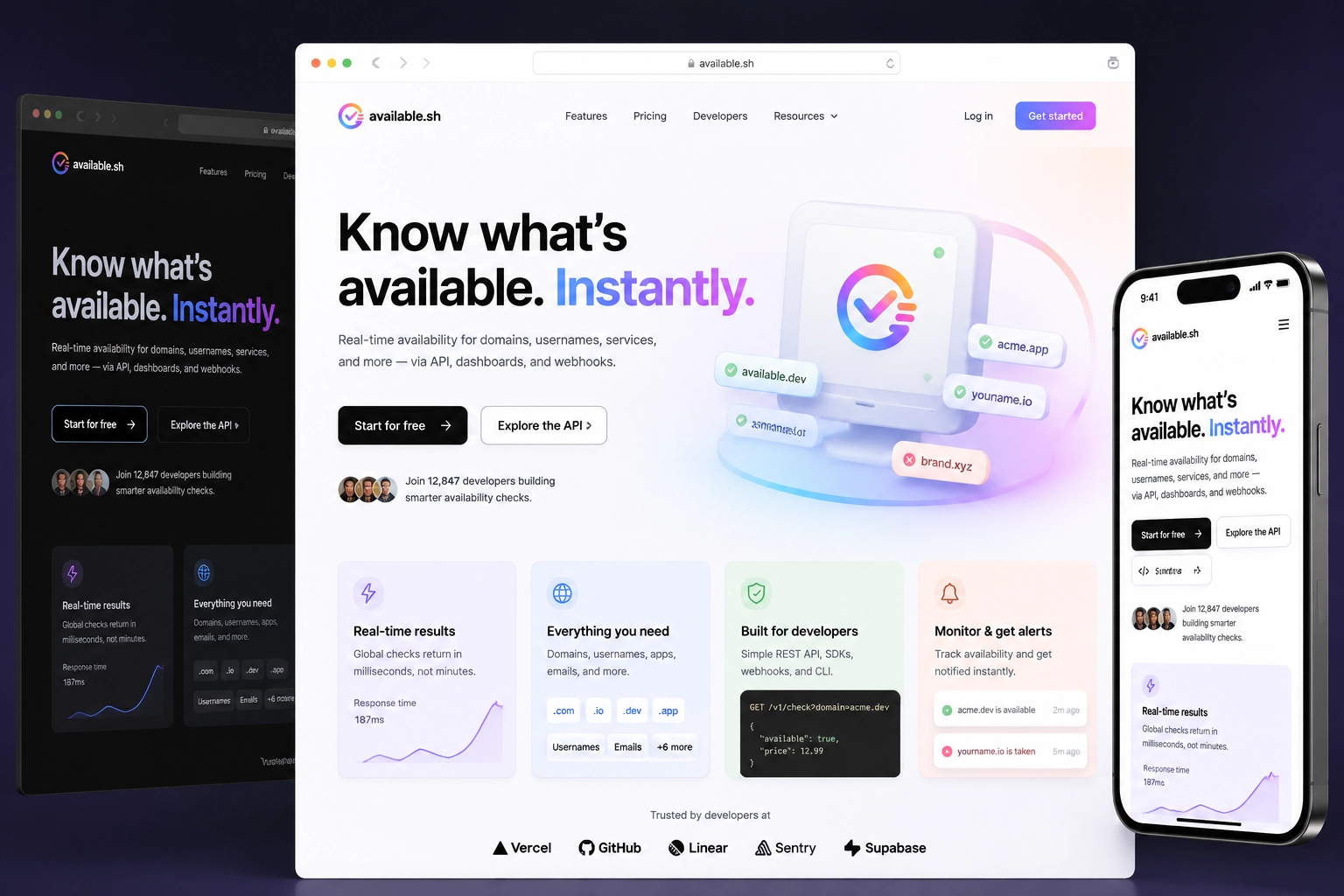 available.sh website concept preview