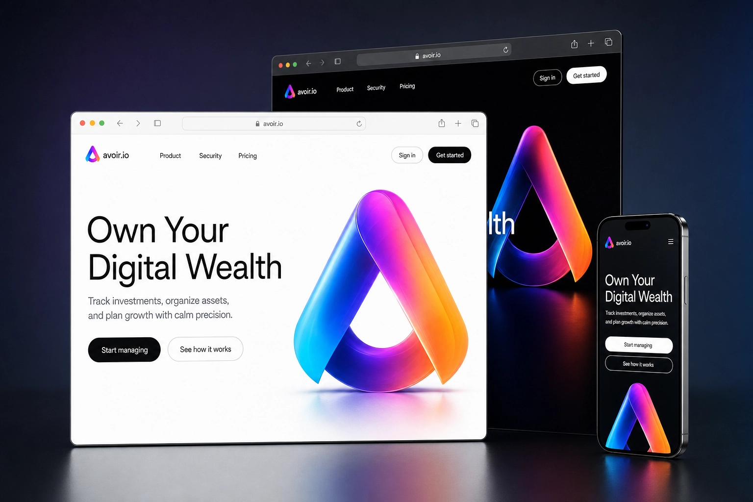 avoir.io website concept preview