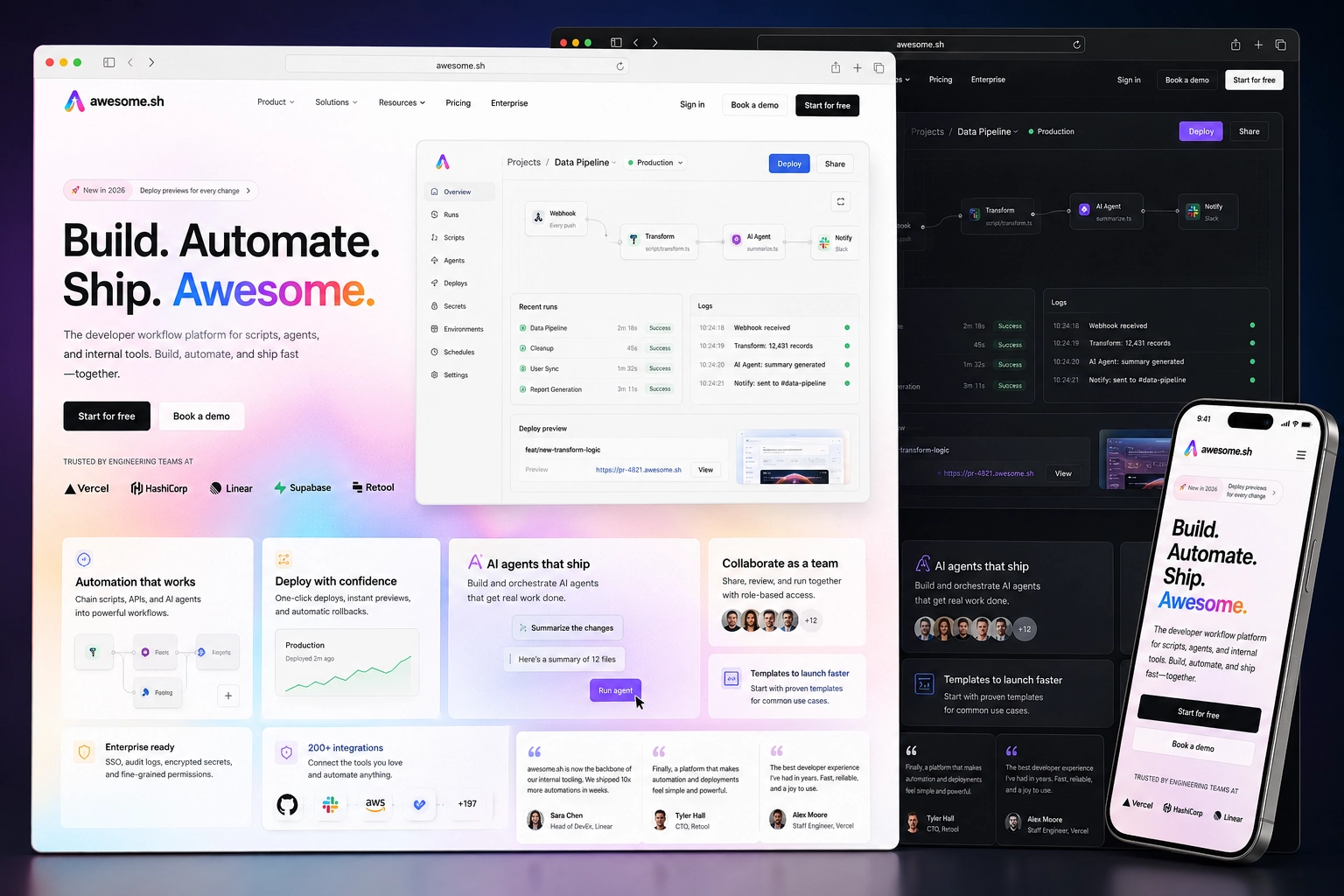 awesome.sh website concept preview