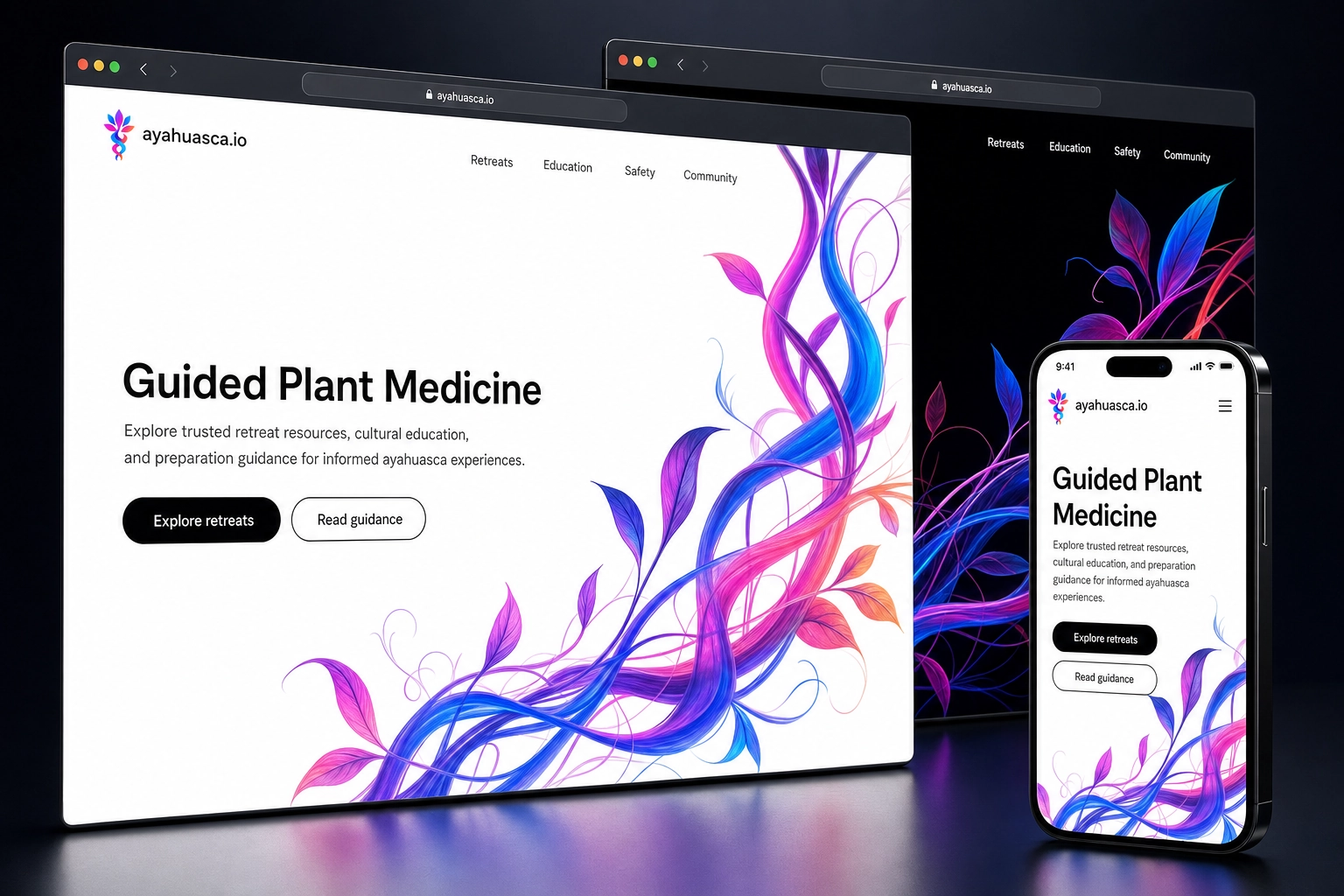 ayahuasca.io website concept preview