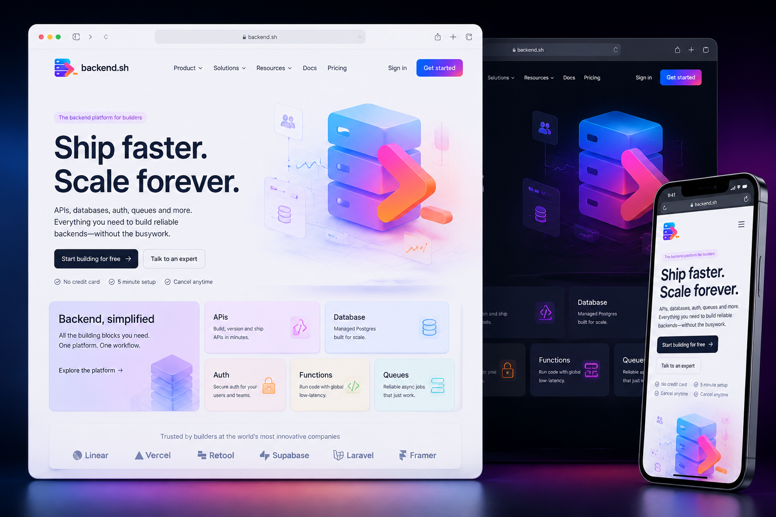 backend.sh website concept preview