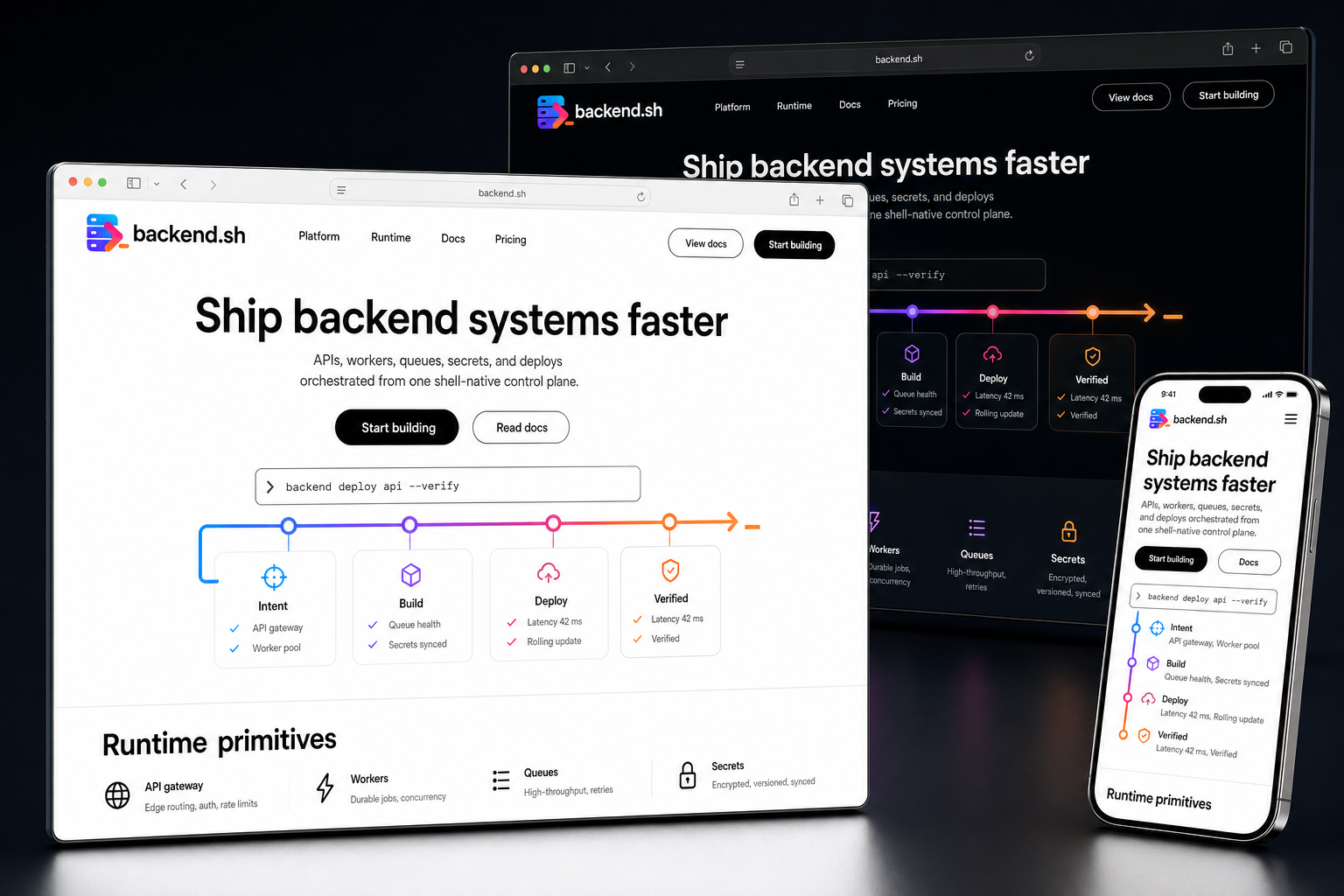backend.sh website concept preview enlarged