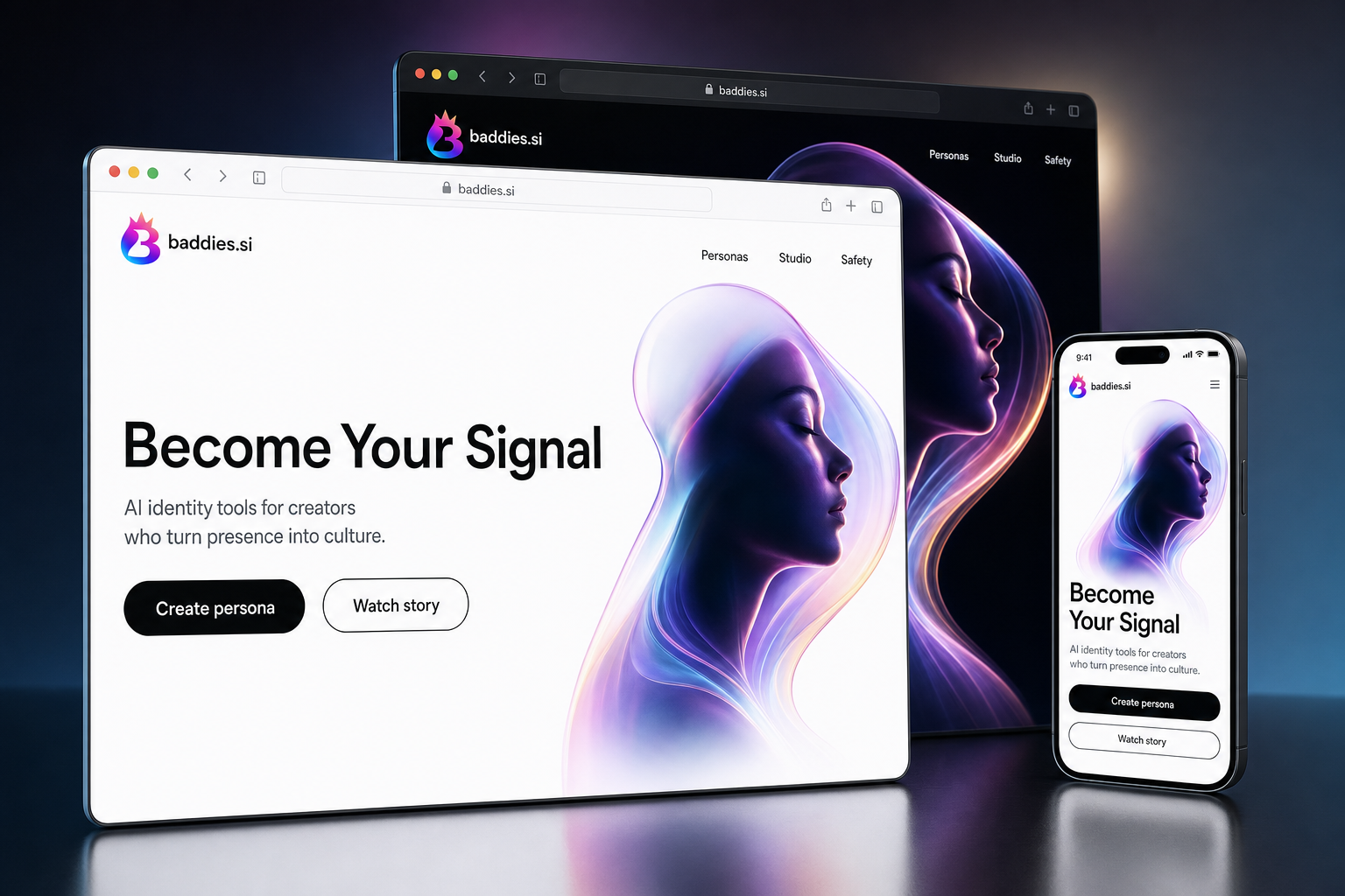 baddies.si website concept preview