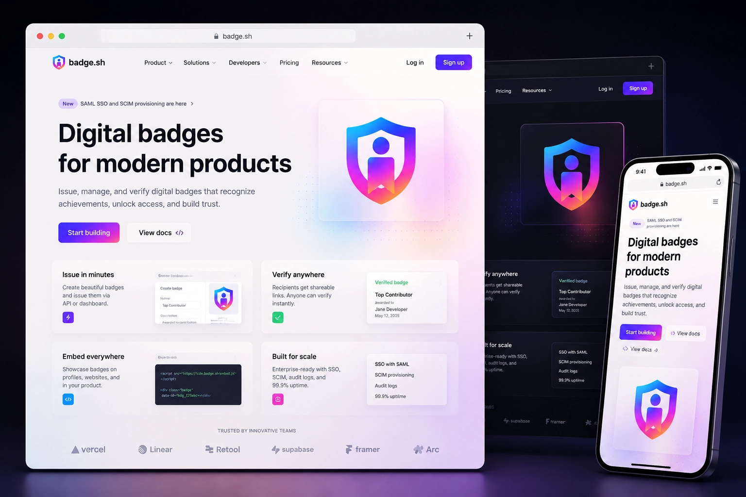 badge.sh website concept preview