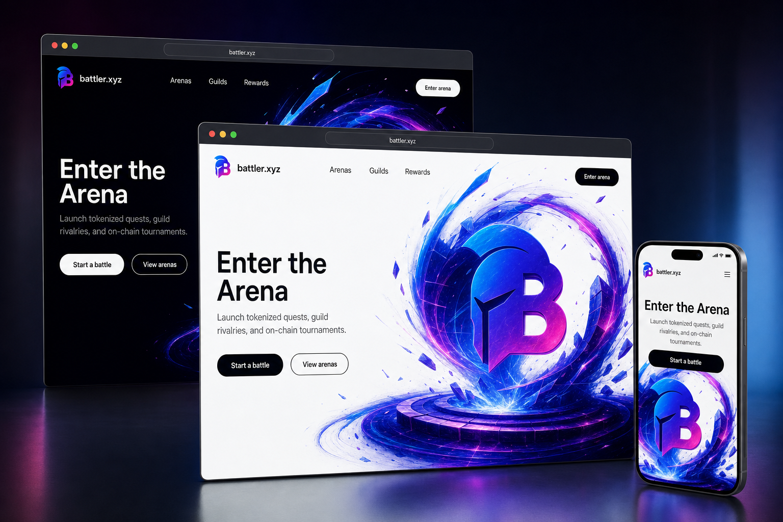 battler.xyz website concept preview enlarged