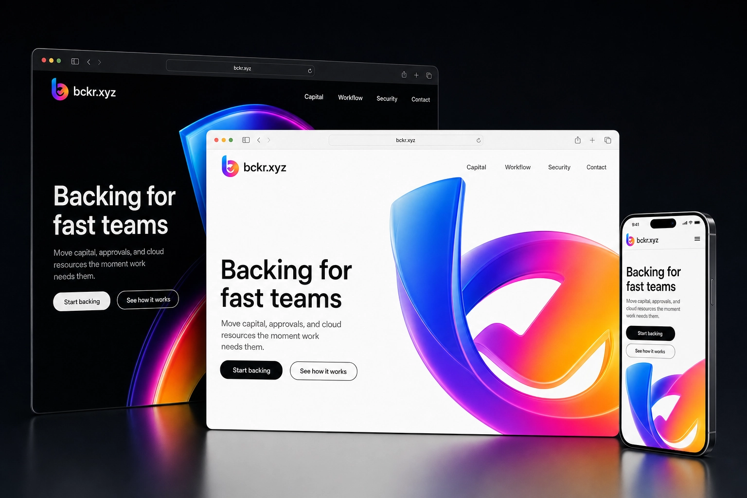 bckr.xyz website concept preview