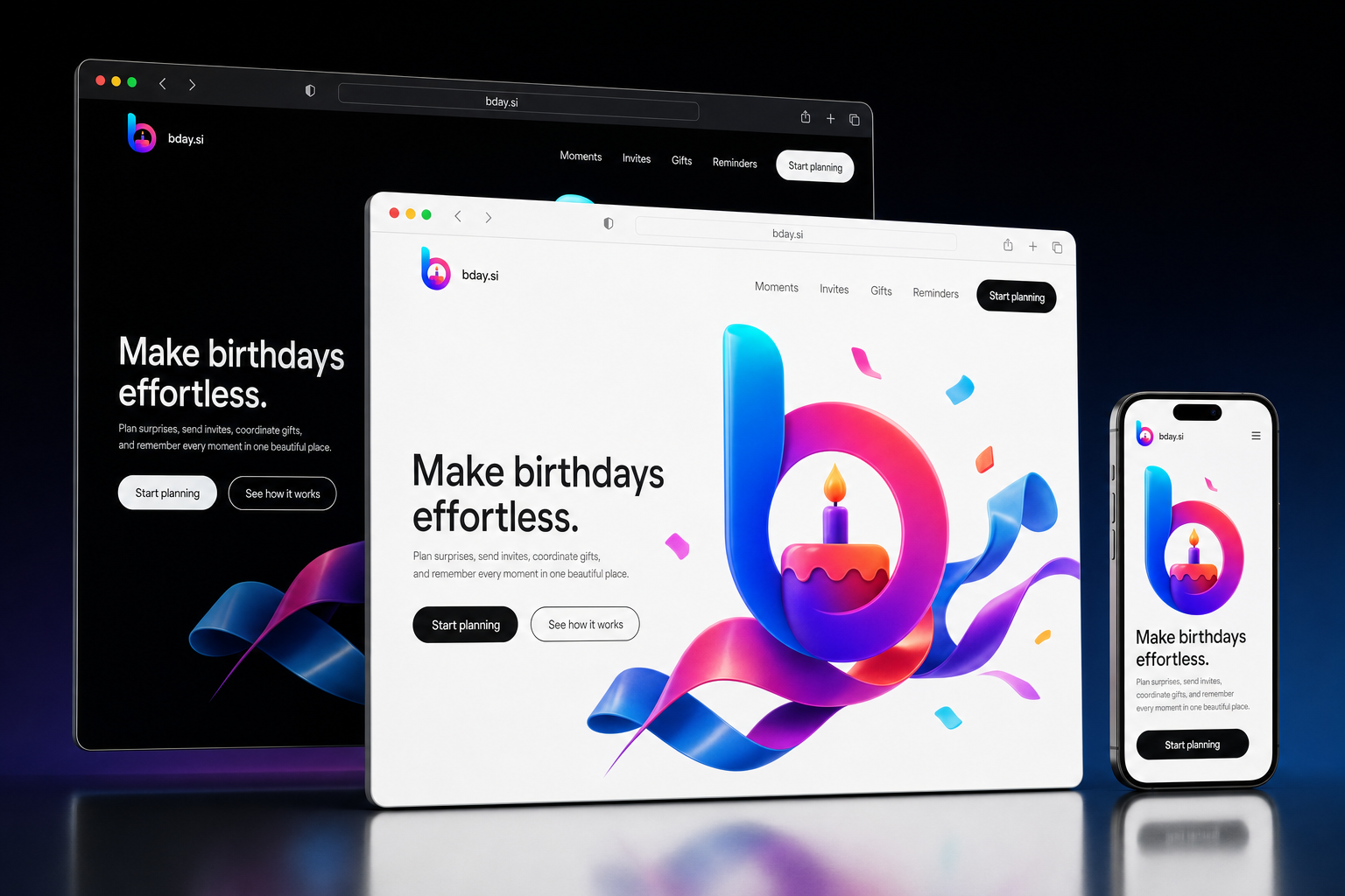 bday.si website concept preview