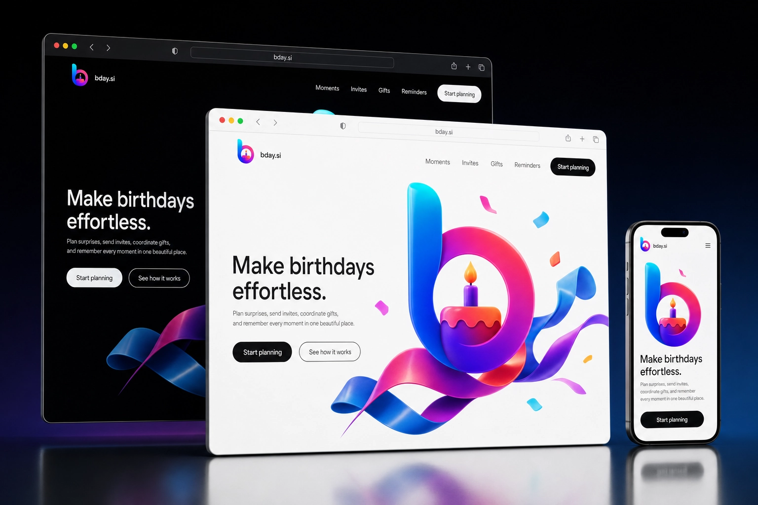 bday.si website concept preview