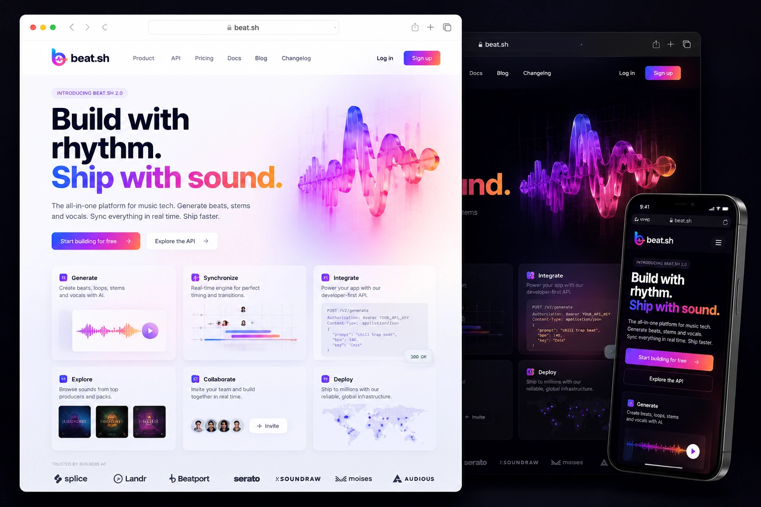 beat.sh website concept preview