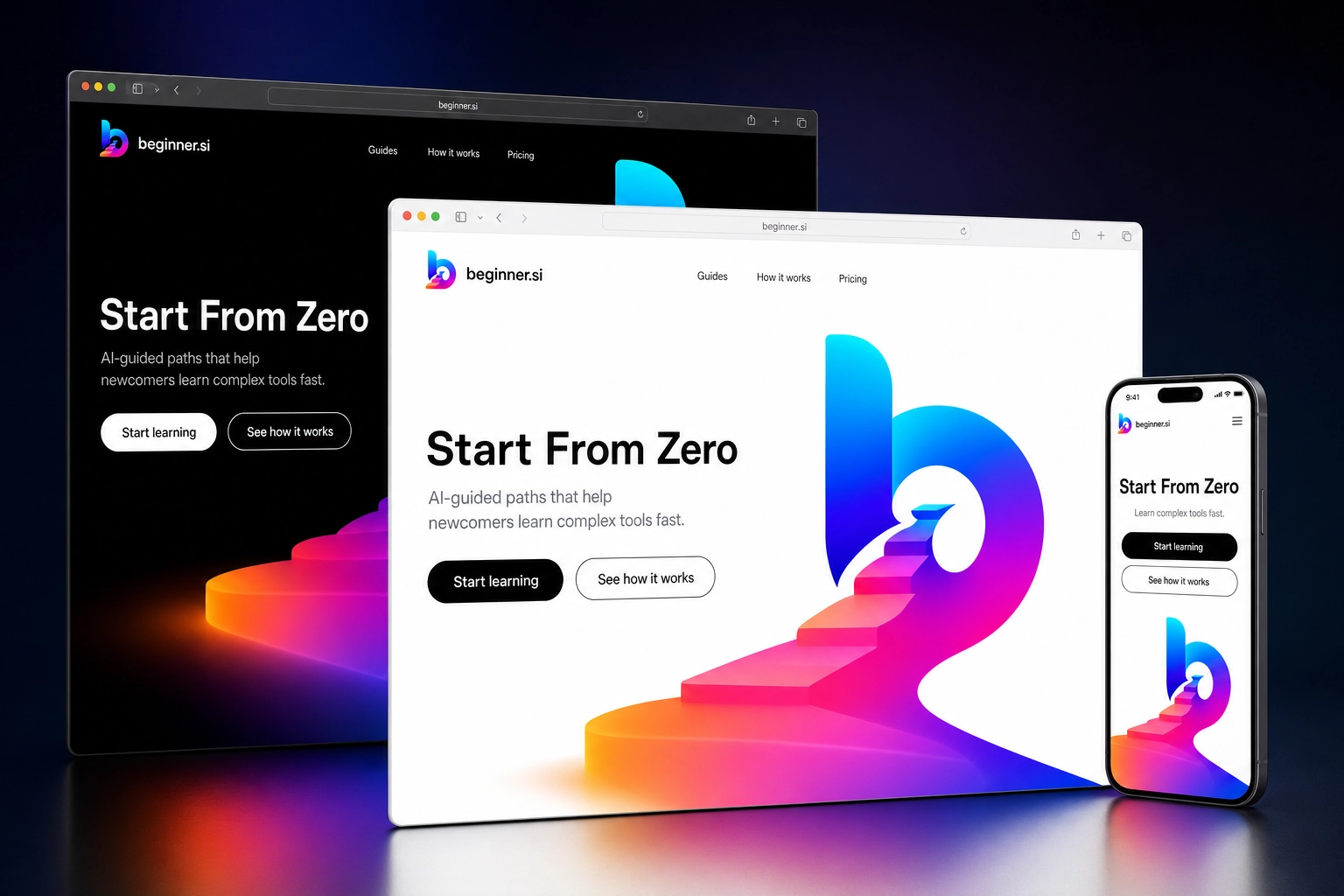 beginner.si website concept preview